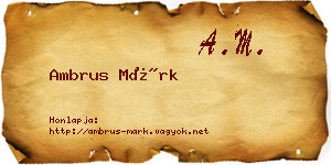 Ambrus Márk névjegykártya
